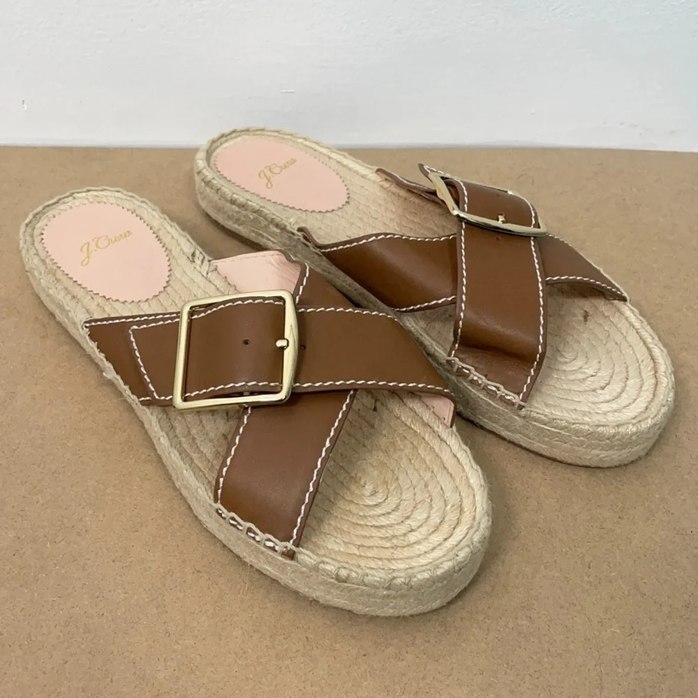 J. Crew Cross Strap Espadrille Slides Sandals Size 10.5